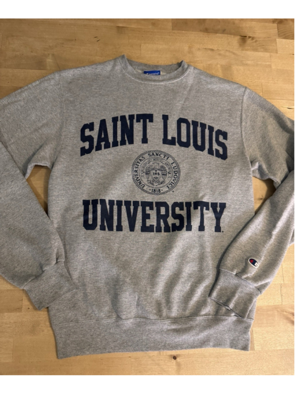 Saint Louis University Champion Crewneck Sweatshirt Mens S Gray Fleece Pullover